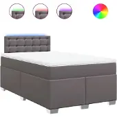 Syfax Giroletto a Molle con Materasso Grigio 120x200 cm in Pelle finta