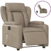 Syfax Poltrona Reclinabile Elettrica Cappuccino in Pelle finta