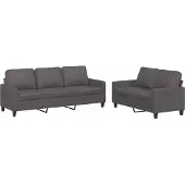 Syfax Set di Divani 2 pz con Cuscini Grigio in Pelle finta