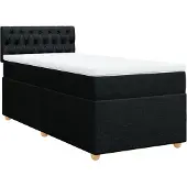 vidaXL Letto a molle con materasso in tessuto nero