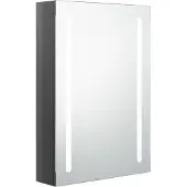 Syfax Armadietto Bagno con Specchio e LED Grigio Lucido 50x13x70 cm