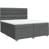 Syfax Giroletto a Molle con Materasso Grigio Scuro 200x200 cm Tessuto