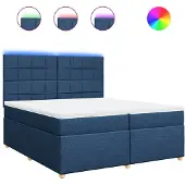 Syfax Giroletto a Molle con Materasso Blu 200x200 cm in Tessuto