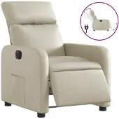 Syfax Poltrona Reclinabile Elettrica Crema in Pelle finta