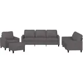 Syfax Set di Divani 4 pz con Cuscini Grigio in Pelle finta