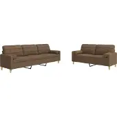 Syfax Set di Divani 2 pz con Cuscini Marrone in Tessuto