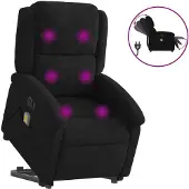 Syfax Poltrona Alzapersona Massaggi Elettrica Reclinante Nera Velluto