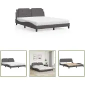 The Living Store Letto con materasso grigio 160x200 cm in ecopelle