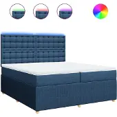 Syfax Giroletto a Molle con Materasso Blu 200x200 cm in Tessuto