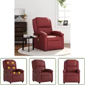 The Living Store Sedia da massaggio in Pelle finta rosso vino