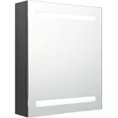 Syfax Armadietto Bagno con Specchio e LED Grigio 50x14x60 cm