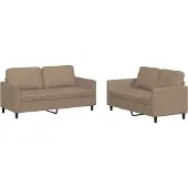 Syfax Set di Divani 2 pz con Cuscini cappuccino in Pelle finta
