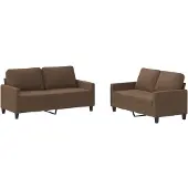 Syfax Set di Divani 2 pz con Cuscini Marrone in Tessuto