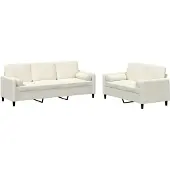Syfax Set di Divani 2 pz con Cuscini Crema in Velluto