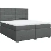 Syfax Giroletto a Molle con Materasso Grigio Scuro 200x200 cm Tessuto