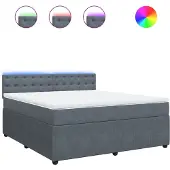 Syfax Giroletto a Molle con Materasso Grigio Scuro 180x200 cm Velluto