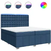 Syfax Giroletto a Molle con Materasso Blu 200x200 cm in Tessuto