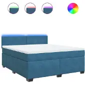 Syfax Giroletto a Molle con Materasso Blu 180x200 cm in Velluto