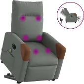 Syfax Poltrona Alzapersona Massaggi Elettrica Grigio Scuro Tessuto
