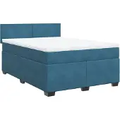 Syfax Giroletto a Molle con Materasso Blu Scuro 140x200 cm in Velluto
