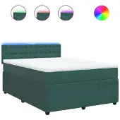 Syfax Giroletto a Molle con Materasso Verde Scuro 160x200 cm Velluto