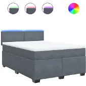 Syfax Giroletto a Molle con Materasso Grigio Scuro 140x200 cm Velluto