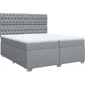 Syfax Giroletto a Molle con Materasso Grigio Chiaro 200x200cm Tessuto