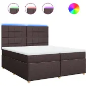 Syfax Giroletto a Molle con Materasso Marrone Scuro 200x200cm Tessuto