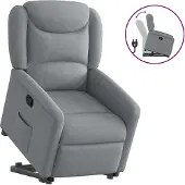 Syfax Poltrona Alzapersona Reclinabile Grigio Chiaro in Tessuto