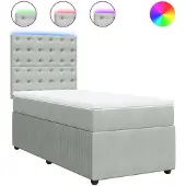 Syfax Giroletto a Molle con Materasso Grigio Chiaro 100x200cm Velluto