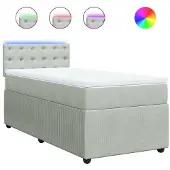 Syfax Giroletto a Molle con Materasso Grigio Chiaro 100x200cm Velluto