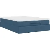 Syfax Struttura Letto Pouf con Materasso Blu 140x190 cm in Tessuto