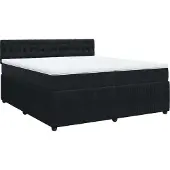 Syfax Giroletto a Molle con Materasso Nero 200x200 cm in Velluto