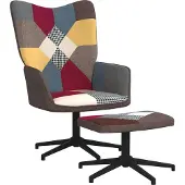 Syfax Sedia Relax con Sgabello in Tessuto Patchwork