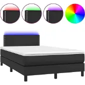 Syfax Giroletto a Molle con Materasso e LED Nero 120x200cm Pelle finta