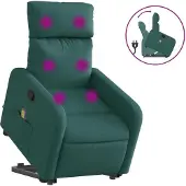 Syfax Poltrona Alzapersona Massaggiante Verde Scuro in Tessuto