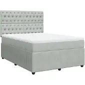 Syfax Giroletto a Molle con Materasso Grigio Chiaro 140x190cm Velluto