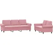 Syfax Set di Divani 2 pz con Cuscini rosa in Velluto