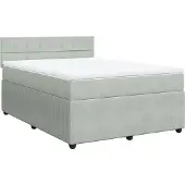 Syfax Giroletto a Molle con Materasso Grigio Chiaro 140x190cm Velluto
