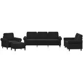 Syfax Set di Divani 4 pz con Cuscini Nero in Velluto