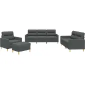 Syfax Set di Divani 4 pz con Cuscini Grigio Scuro in Tessuto