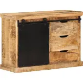 Syfax Credenza 80x30x55 cm in Legno Grezzo Massello di Mango