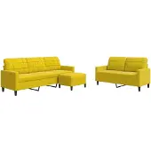 Syfax Set di Divani 3 pz con Cuscini giallo in Velluto