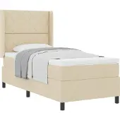Syfax Letto a molle con materasso Crema 200 x 100 cm Tessuto