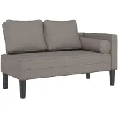 Syfax Chaise Longue con Cuscini Tortora in Tessuto