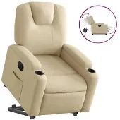 Syfax Poltrona Alzapersona Reclinabile Elettrica Crema in Tessuto