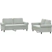 Syfax Set di Divani 2 pz con Cuscini Grigio Chiaro in Velluto