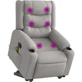 Syfax Poltrona Alzapersona Massaggi Elettrica Grigio Nuvola Tessuto