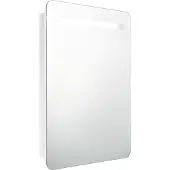 Syfax Armadietto Bagno con Specchio e LED Bianco Lucido 60x11x80 cm