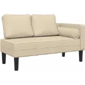 Syfax Chaise Longue con Cuscini Crema in Tessuto